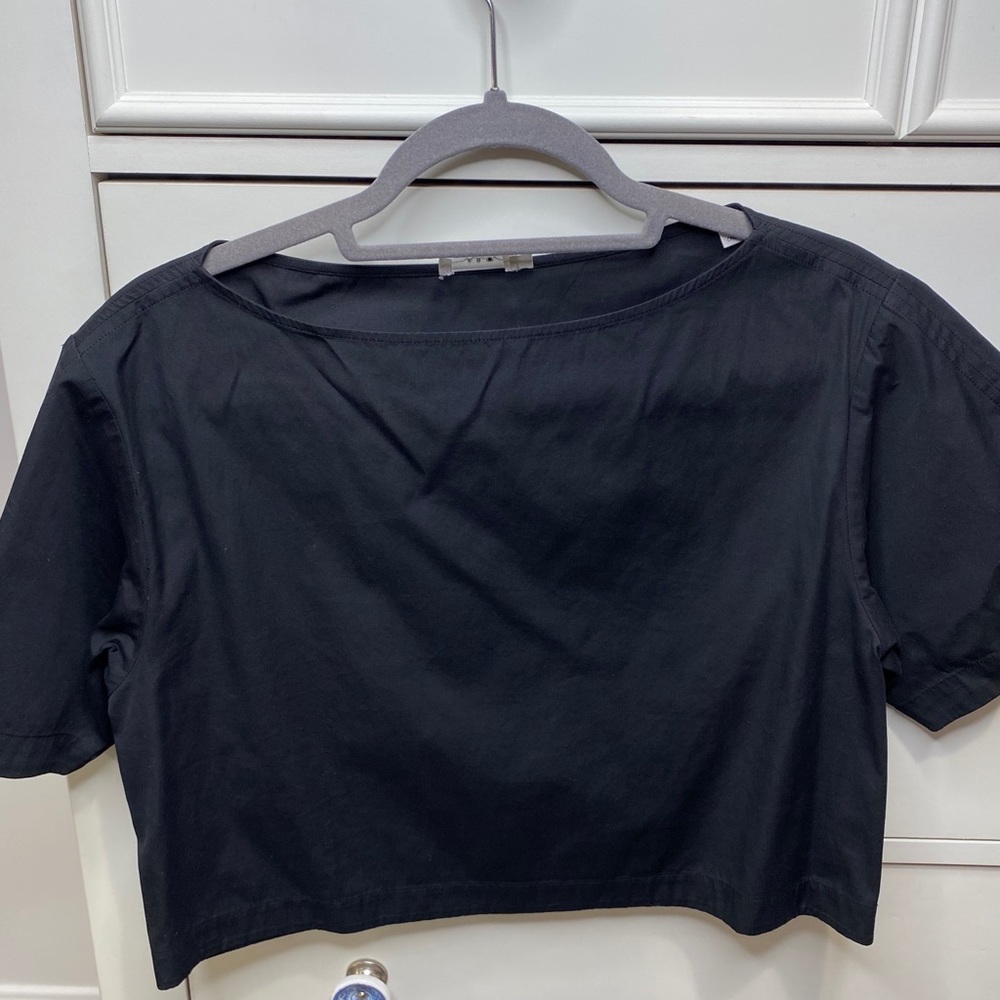 A.L.C. Black cropped boat neck